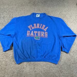 Vintage 90s Florida Gators Blue Sweatshirt Cut Collar Football Mens Sz L